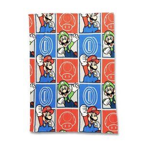 SUPER MARIO BROS LUIGI Red & Green Soft Plush BLANKET THROW Bedding 46”x60” NEW!